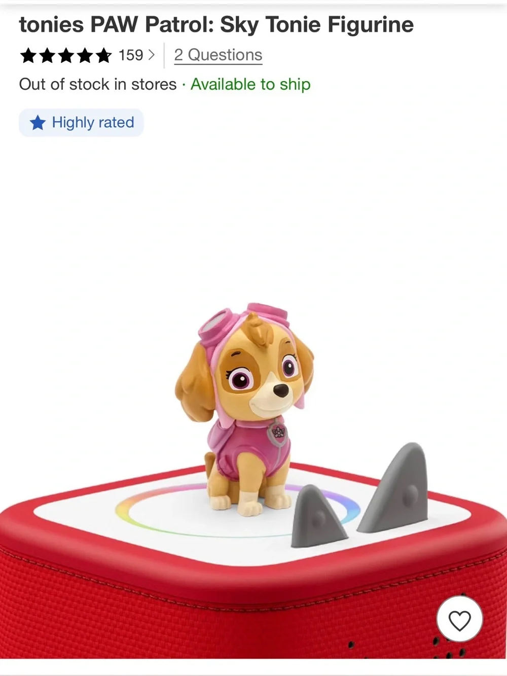 NWT! tonies PAW Patrol: Sky Tonie Figurine